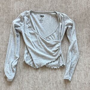 SO Women's Light Gray Wrap Top